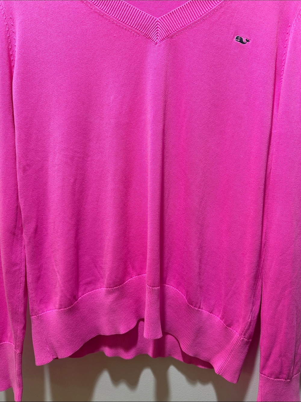 Vineyard Vines Women’s V-Neck Sweater - Hot Pink - Picture 3 of 4